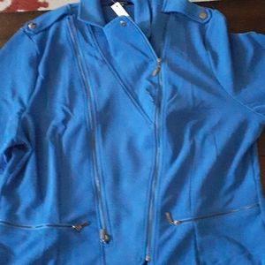Blue moto jacket by Color Swatch